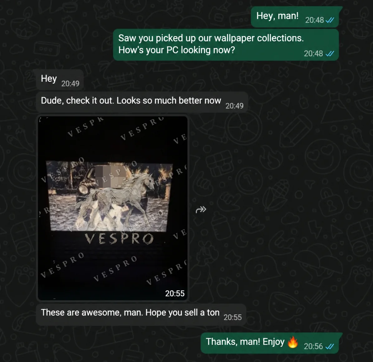 Customer conversation: says their PC looks much better