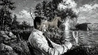 A Drink by the Explosion Noir, oil painting wallpaper