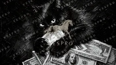 Black Cat Guarding Dollars Noir, oil painting wallpaper