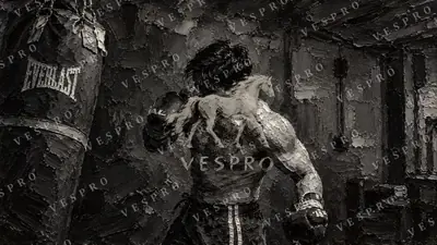 Boxer in the Gym, oil painting wallpaper