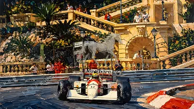 Classic F1 Car at Monaco, oil painting wallpaper