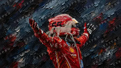 F1 Driver Celebrating in Red, oil painting wallpaper