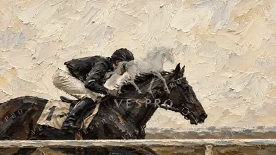 Jockey at Full Gallop, oil painting wallpaper