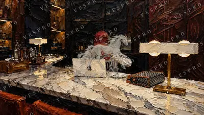 Late-Night Home Office, oil painting wallpaper