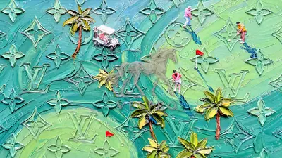 Monogram Golf Course, oil painting wallpaper