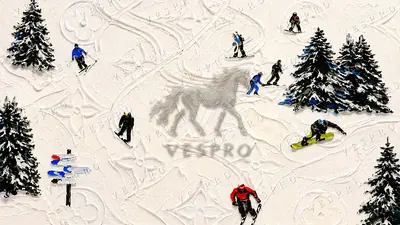 Monogram Ski Slope, oil painting wallpaper