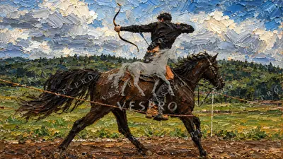 Mounted Archer, oil painting wallpaper