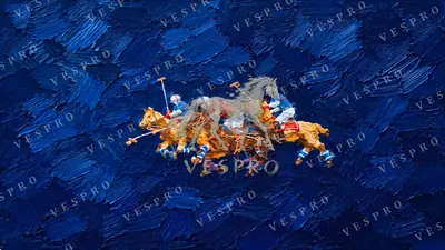 Polo Players on Deep Blue, oil painting wallpaper