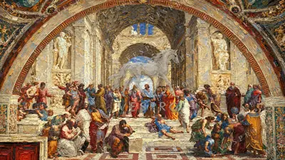 Renaissance Philosophers Fresco, oil painting wallpaper