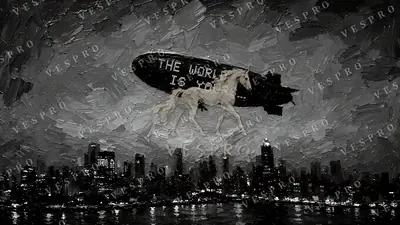 The World Is Yours Airship Noir, oil painting wallpaper