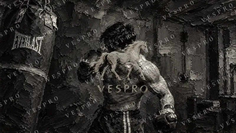Boxer in the Gym, oil painting wallpaper preview