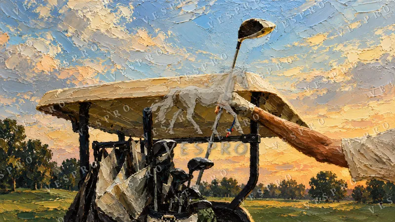 Golf Club at Sunset, oil painting wallpaper preview