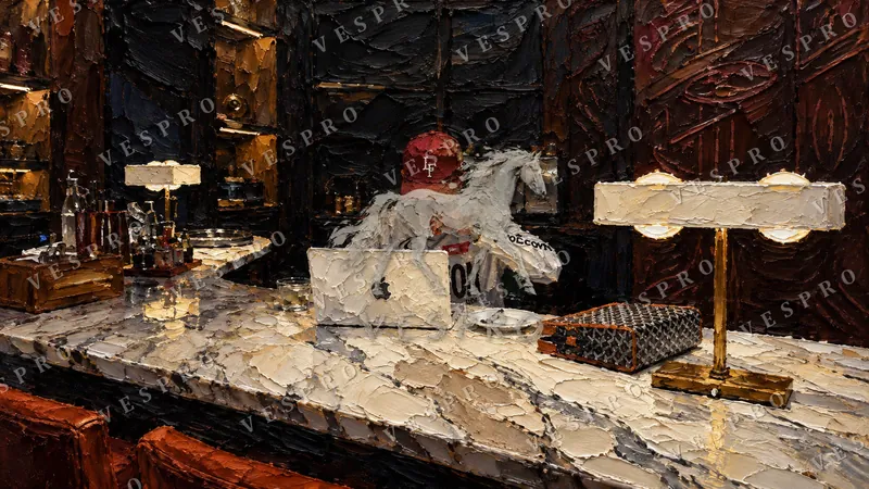 Late-Night Home Office, oil painting wallpaper preview