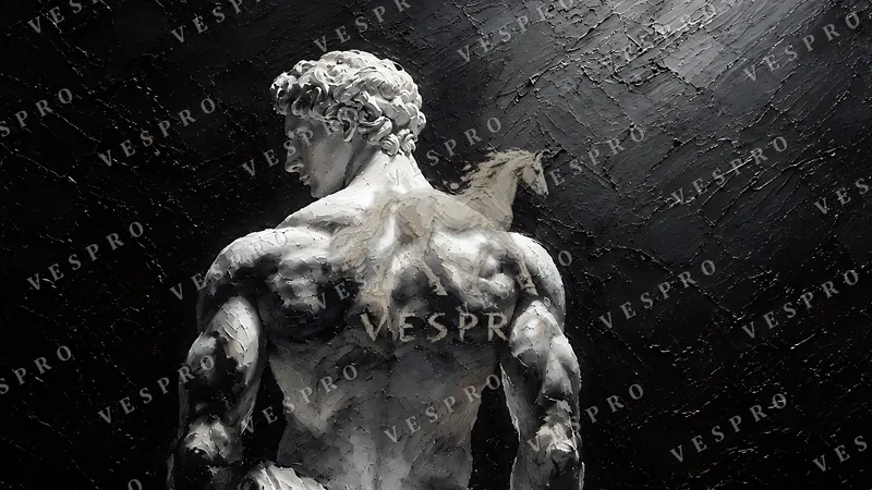 Marble Statue from Behind, oil painting wallpaper preview