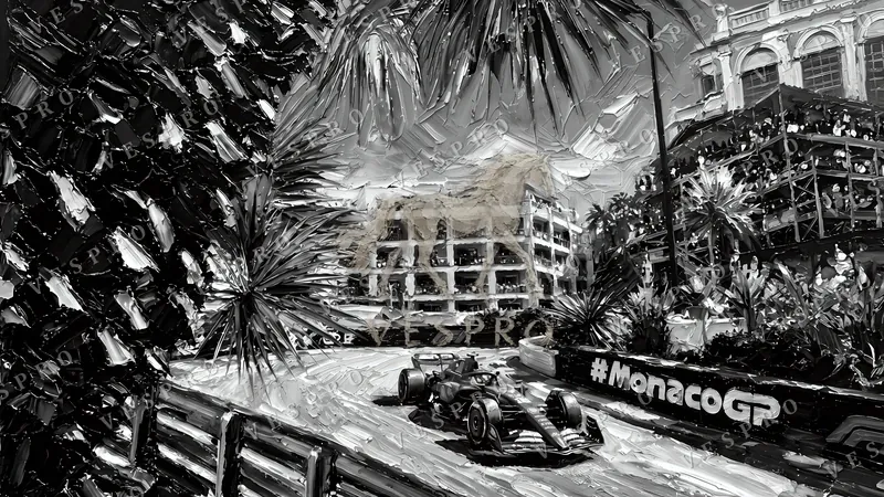 Monaco Grand Prix Noir, oil painting wallpaper preview