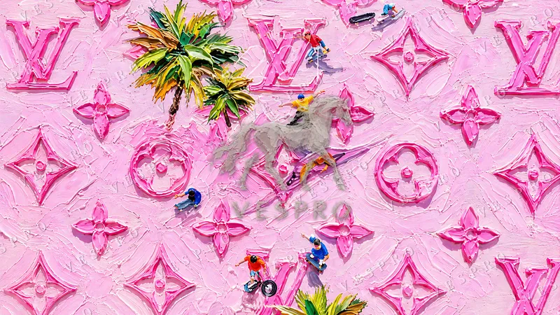 Monogram in Pink, oil painting wallpaper preview