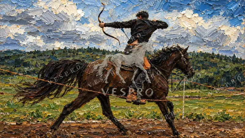 Mounted Archer, oil painting wallpaper preview