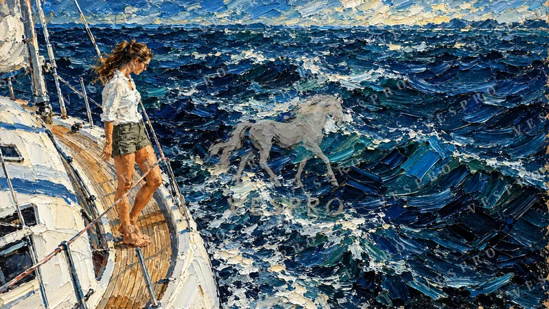 On Deck in the Open Sea, oil painting wallpaper preview