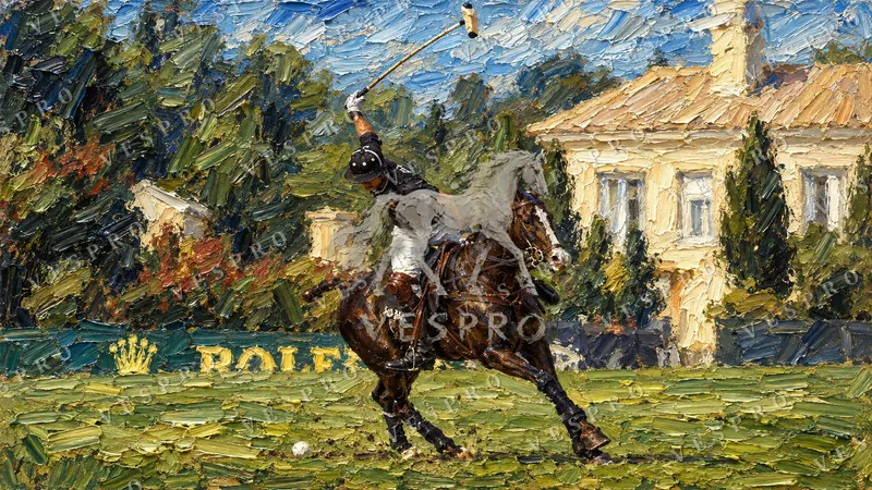 Polo at the Mansion, oil painting wallpaper preview