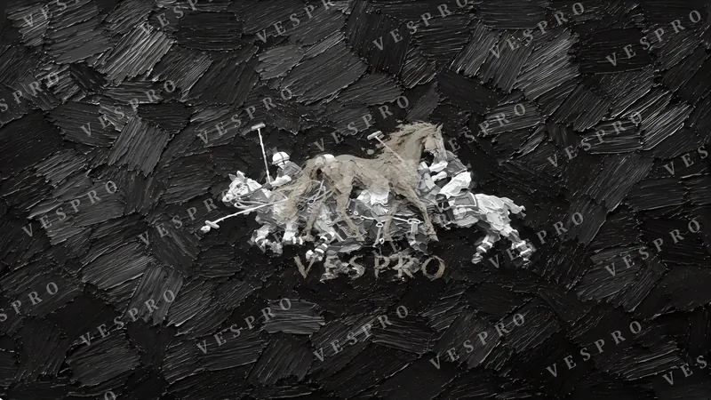 Polo Players on Deep Blue Noir, oil painting wallpaper preview