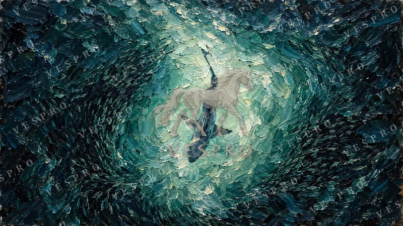 Shark in a School of Fish, oil painting wallpaper preview