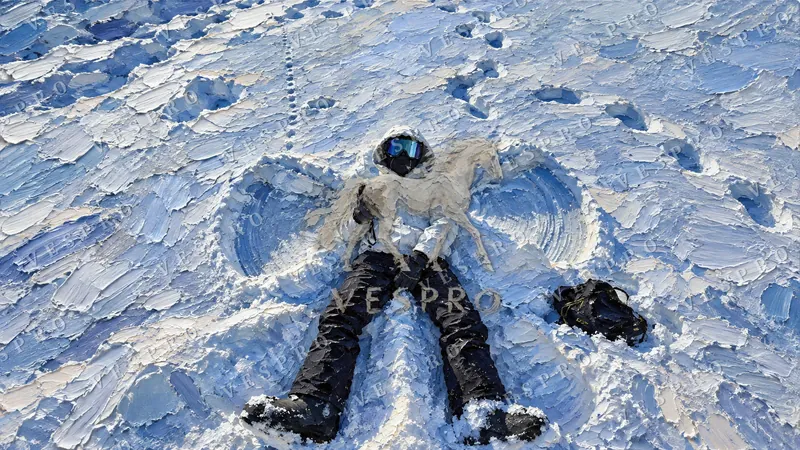 Snow Angel, oil painting wallpaper preview
