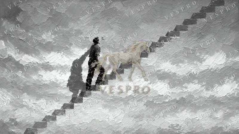 Stairway into the Sunset Noir, oil painting wallpaper preview